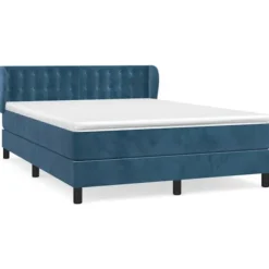 Maison Exclusive - Seng med lameller og mørkeblå madras 140x190cm Velour