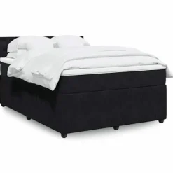 Maison Exclusive - Seng med lameller og madras Sort 140x200 cm Velour