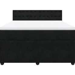 Maison Exclusive - Seng med lameller og madras Sort 140x200 cm Velour