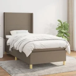 Maison Exclusive - Seng med lamelmadrasser og Taupe madras 90x200 cm Stof