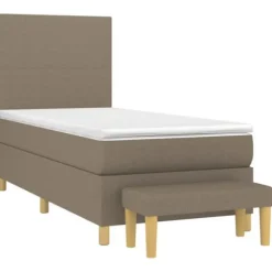 Maison Exclusive - Seng med lamelmadrasser og Taupe madras 90x200 cm Stof