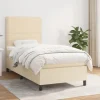 Maison Exclusive - Seng med lamelmadrasser og creme madras 90x200 cm Stof