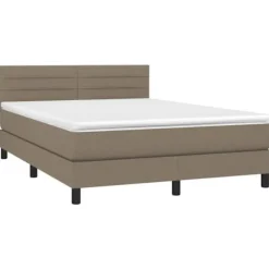 Maison Exclusive - Seng med lameller og Taupe madras 140x200 cm Stof