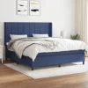 Maison Exclusive - Seng med lameller og madras Blå 160x200 cm Stof
