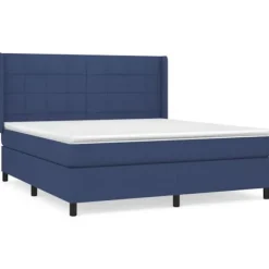 Maison Exclusive - Seng med lameller og madras Blå 160x200 cm Stof