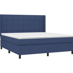 Maison Exclusive - Seng med lameller og madras Blå 160x200 cm Stof