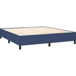 Maison Exclusive - Seng med lameller og madras Blå 160x200 cm Stof