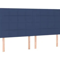 Maison Exclusive - Seng med lameller og madras Blå 160x200 cm Stof