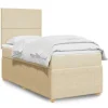 Maison Exclusive - Seng med lamelmadrasser og creme madras 90x200 cm Stof