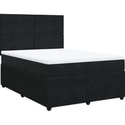 Maison Exclusive - Seng med lameller og madras Sort 160x200 cm Velour