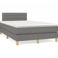 Maison Exclusive - Seng med lamelbund og mørk grå madras 120x190cm stof