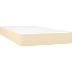 Maison Exclusive - Seng med lamelmadrasser og creme madras 90x200 cm Stof