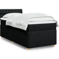 Maison Exclusive - Seng med lamelbund og sort madras 90x190 cm enkel stof