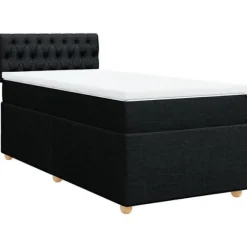 Maison Exclusive - Seng med lamelbund og sort madras 90x190 cm enkel stof