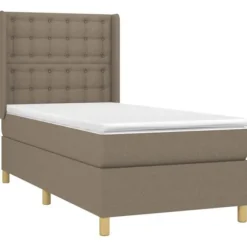 Maison Exclusive - Seng med lameller, madras og LED Taupe 80x200cm Stof