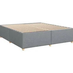 Maison Exclusive - Seng med lamelbund og madras Lys grå 200x200cm Stof