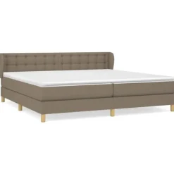 Maison Exclusive - Seng med lamelbund og madras Taupe 200x200 cm Stof