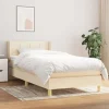 Maison Exclusive - Seng med lamelmadrasser og creme madras 90x200 cm Stof