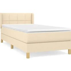 Maison Exclusive - Seng med lamelmadrasser og creme madras 90x200 cm Stof