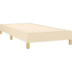 Maison Exclusive - Seng med lamelmadrasser og creme madras 90x200 cm Stof