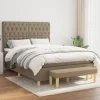 Maison Exclusive - Seng med lameller og Taupe madras 140x200 cm Stof