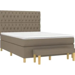 Maison Exclusive - Seng med lameller og Taupe madras 140x200 cm Stof
