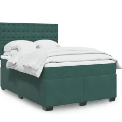 Maison Exclusive - Seng med lameller og mørkegrøn madras 140x190cm Velour