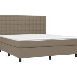 Maison Exclusive - Seng med lamelbund og Taupe madras 180x200 cm Stof