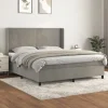 Maison Exclusive - Seng solid bund med socker og madras Grå 160x200cm Velour
