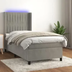 Maison Exclusive - Senge ramme med lamelbund, madras og LED Lys Lys grå 100x200 cm