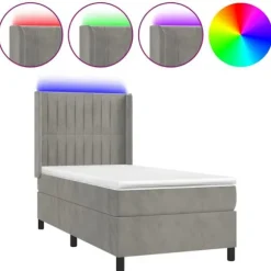 Maison Exclusive - Senge ramme med lamelbund, madras og LED Lys Lys grå 100x200 cm