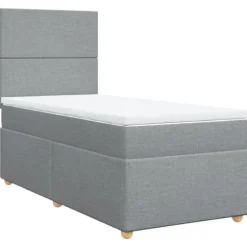 Maison Exclusive - Sengebund med lameller og lysegrå madras 90x190 cmstof
