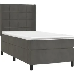 Maison Exclusive - Sengebund med lameller madras LED Mørkegrå 90x200cm Velour