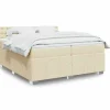 Maison Exclusive - Sengebund med lameller og madras Creme 200x200 cm Stof