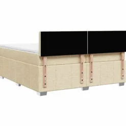 Maison Exclusive - Sengebund med lameller og madras Creme 200x200 cm Stof
