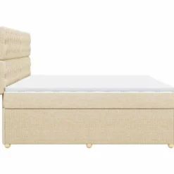 Maison Exclusive - Sengebund med lameller og madras Creme 200x200 cm Stof