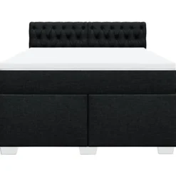 Maison Exclusive - Sengebund med lameller og madras Sort 140x200 cm Stof