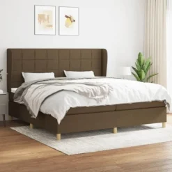 Maison Exclusive - Sengebund med lameller og madras Mørkebrun 200x200 cm