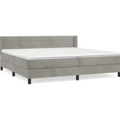 Maison Exclusive - Sengebund med lameller og madras Grå lys 200x200cm Velour