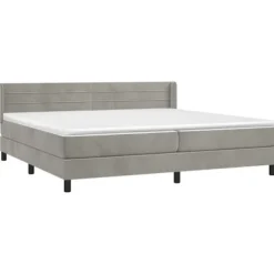 Maison Exclusive - Sengebund med lameller og madras Grå lys 200x200cm Velour