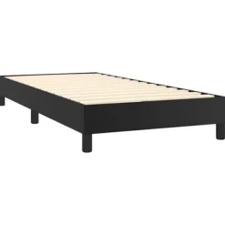 Maison Exclusive - Sengebund med latten og madras Sort 90x190 cm Syntetisk læder