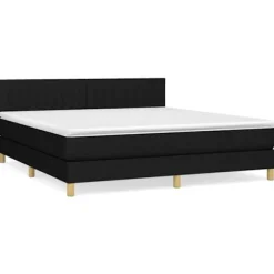 Maison Exclusive - Sengebund med lameller og madras Sort 160x200 cm Stof
