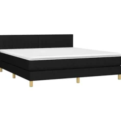 Maison Exclusive - Sengebund med lameller og madras Sort 160x200 cm Stof