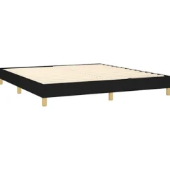 Maison Exclusive - Sengebund med lameller og madras Sort 160x200 cm Stof
