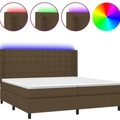 Maison Exclusive - Sengebund med lameller madras og LED Mørkebrun 200x200 cm