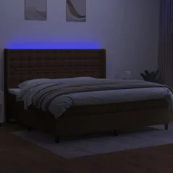 Maison Exclusive - Sengebund med lameller madras og LED Mørkebrun 200x200 cm