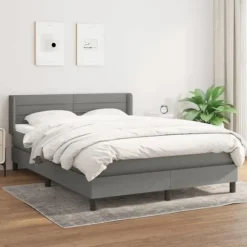 Maison Exclusive - Sengebunde med madras Mørkegrå 140x200cm Stof