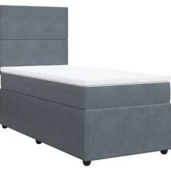Maison Exclusive - Sengebund med lameller og madras Mørkegrå 90x200 cm Fløjl