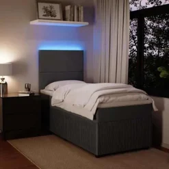 Maison Exclusive - Sengebund med lameller og madras Mørkegrå 90x200 cm Fløjl