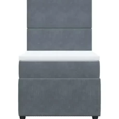 Maison Exclusive - Sengebund med lameller og madras Mørkegrå 90x200 cm Fløjl